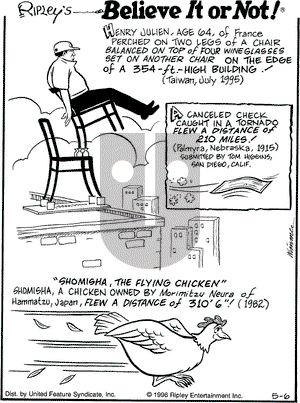Ripley's Believe It or Not on Monday May 6, 1996 Comic Strip