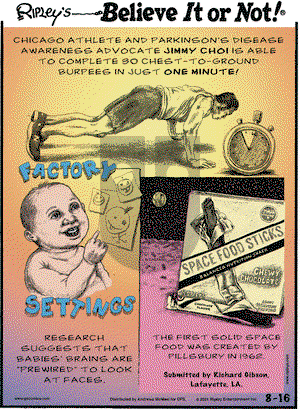Ripley's Believe It or Not on Monday August 16, 2021 Comic Strip