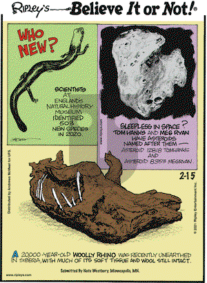 Ripley's Believe It or Not on Monday February 15, 2021 Comic Strip