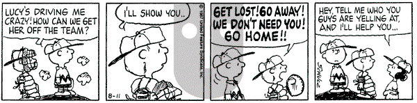 Peanuts on Tuesday August 11, 1987 Comic Strip