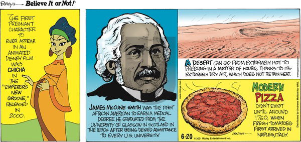 Ripley's Believe It or Not on Sunday June 20, 2021 Comic Strip