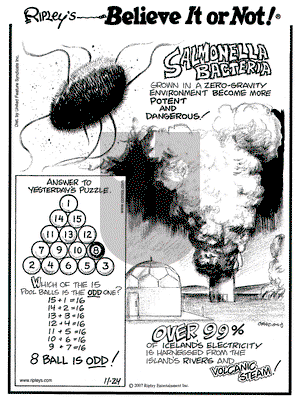 Ripley's Believe It or Not on Saturday November 24, 2007 Comic Strip