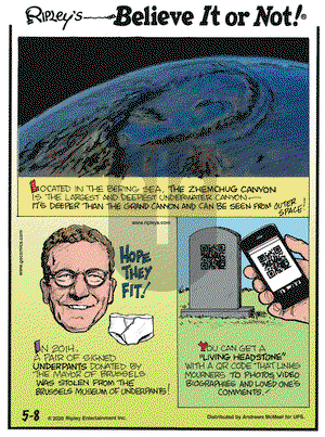 Ripley's Believe It or Not on Friday May 8, 2020 Comic Strip