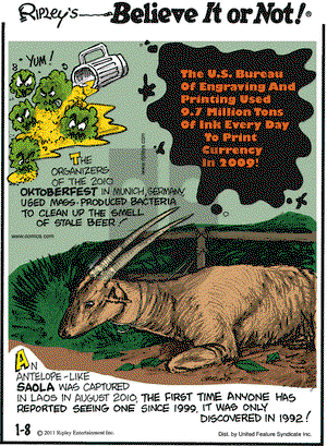 Ripley's Believe It or Not - Saturday January 8, 2011 Comic Strip