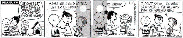 Peanuts on Thursday September 8, 1960 Comic Strip