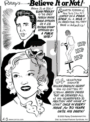 Ripley's Believe It or Not on Monday April 3, 2000 Comic Strip