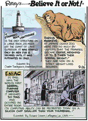 Ripley's Believe It or Not on Saturday September 26, 2009 Comic Strip