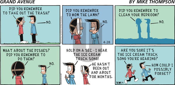 Grand Avenue on Sunday April 28, 2024 Comic Strip