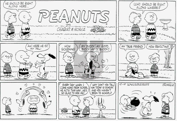 Peanuts - Sunday December 15, 1957 Comic Strip