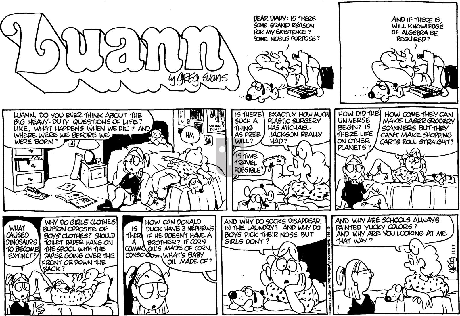 Luann - Sunday November 17, 1991 Comic Strip