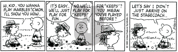 Peanuts on Friday April 7, 1995 Comic Strip