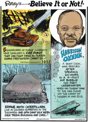 Ripley's Believe It or Not on Saturday October 12, 2013 Comic Strip
