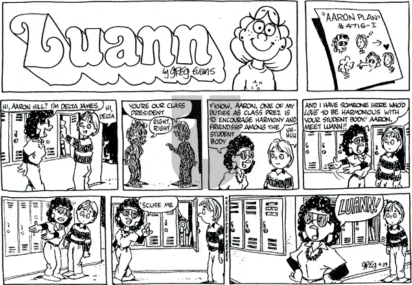 Luann on Sunday April 29, 1990 Comic Strip