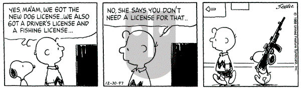 Peanuts on Tuesday December 30, 1997 Comic Strip