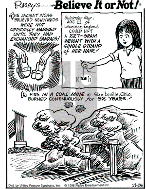 Ripley's Believe It or Not on Monday November 25, 1996 Comic Strip