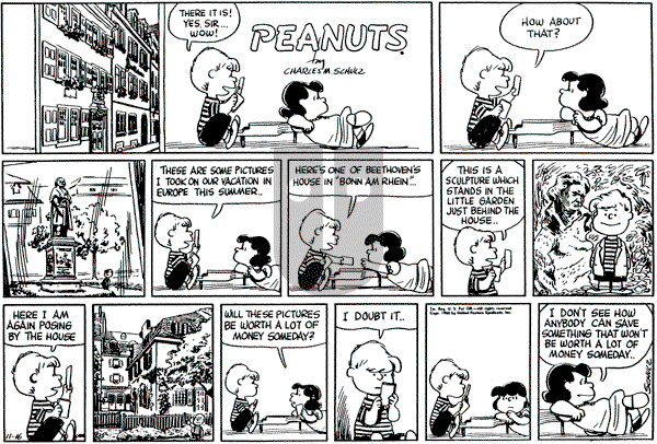 Peanuts - Sunday November 16, 1958 Comic Strip