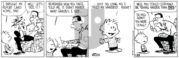 Calvin and Hobbes on Tuesday January 28, 1992 Comic Strip