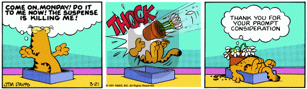 Garfield on Monday March 21, 1983 Comic Strip