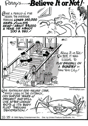 Ripley's Believe It or Not on Tuesday December 15, 1998 Comic Strip