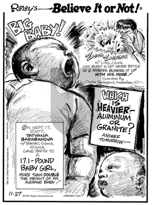 Ripley's Believe It or Not on Tuesday November 27, 2007 Comic Strip