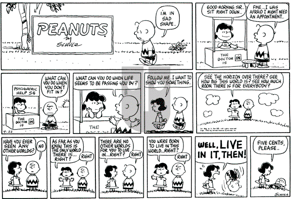 Peanuts - Sunday September 22, 1963 Comic Strip