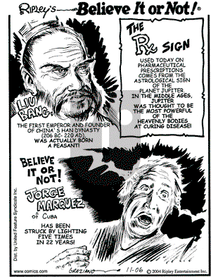 Ripley's Believe It or Not on Saturday November 6, 2004 Comic Strip
