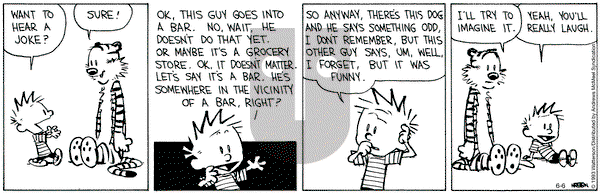 Calvin and Hobbes - Tuesday June 6, 2023 Comic Strip