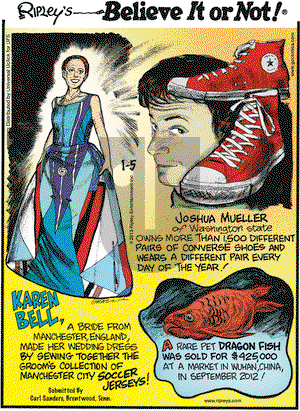 Ripley's Believe It or Not on Saturday January 5, 2013 Comic Strip