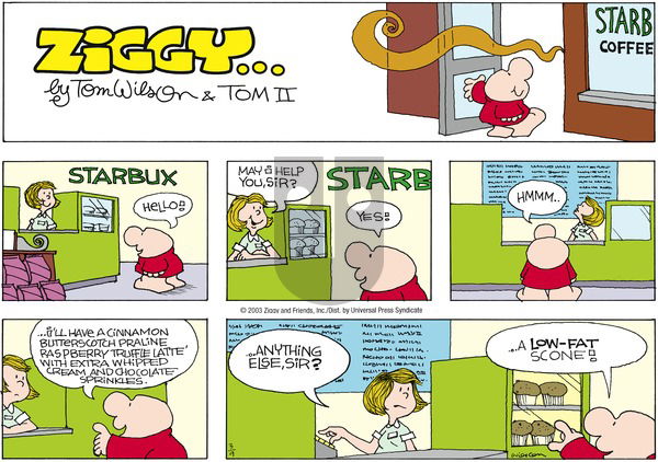 Ziggy on Sunday March 9, 2003 Comic Strip