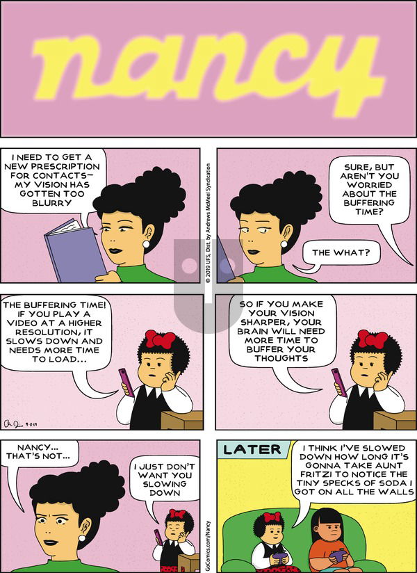 Nancy on Sunday September 8, 2019 Comic Strip