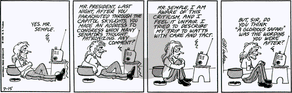 Doonesbury on Saturday July 15, 1972 Comic Strip