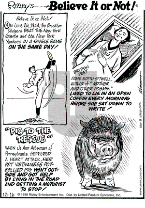 Ripley's Believe It or Not on Wednesday December 16, 1998 Comic Strip
