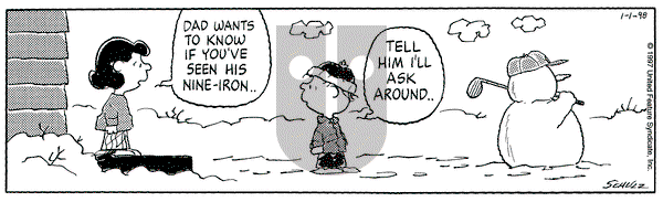 Peanuts on Thursday January 1, 1998 Comic Strip