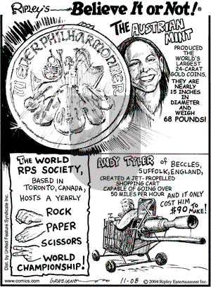 Ripley's Believe It or Not on Monday November 8, 2004 Comic Strip