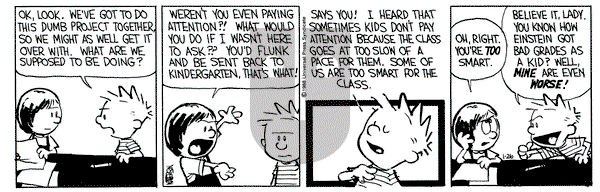 Calvin and Hobbes on Tuesday January 26, 1988 Comic Strip