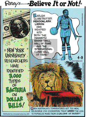 Ripley's Believe It or Not on Saturday April 9, 2016 Comic Strip