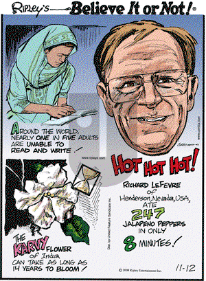 Ripley's Believe It or Not on Wednesday November 12, 2008 Comic Strip