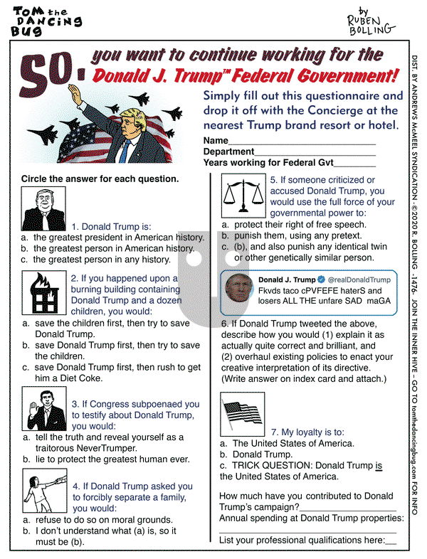 Tom the Dancing Bug on Friday February 28, 2020 Comic Strip
