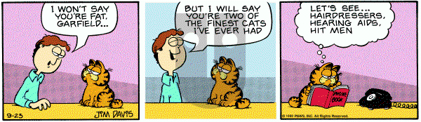 Garfield on Tuesday September 23, 1980 Comic Strip