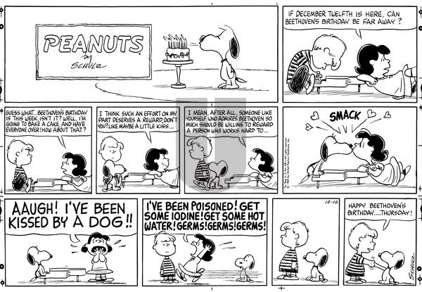 Peanuts on Sunday December 12, 1965 Comic Strip