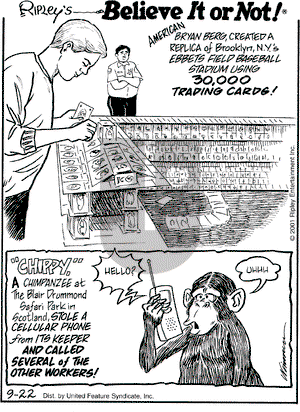 Ripley's Believe It or Not on Saturday September 22, 2001 Comic Strip