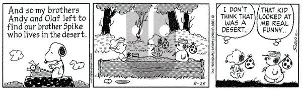 Peanuts on Monday August 25, 1997 Comic Strip