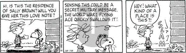 Peanuts - Saturday October 10, 1992 Comic Strip