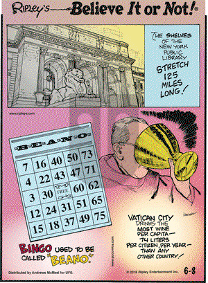 Ripley's Believe It or Not on Friday June 8, 2018 Comic Strip