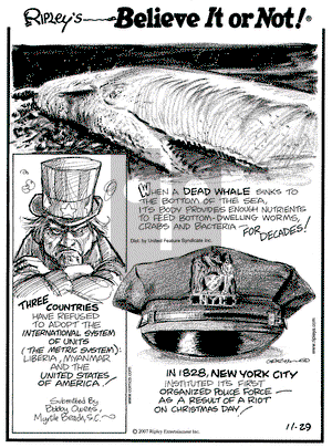 Ripley's Believe It or Not on Thursday November 29, 2007 Comic Strip