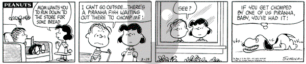 Peanuts on Tuesday March 28, 1967 Comic Strip