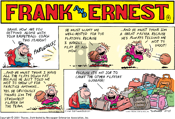 Frank and Ernest on Sunday November 11, 2001 Comic Strip