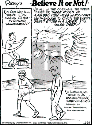 Ripley's Believe It or Not on Tuesday November 26, 1996 Comic Strip