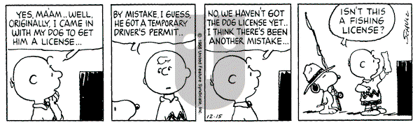 Peanuts on Thursday December 15, 1988 Comic Strip
