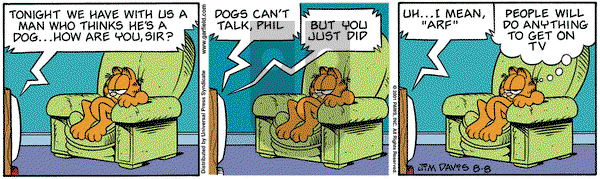 Garfield - Wednesday August 8, 2001 Comic Strip